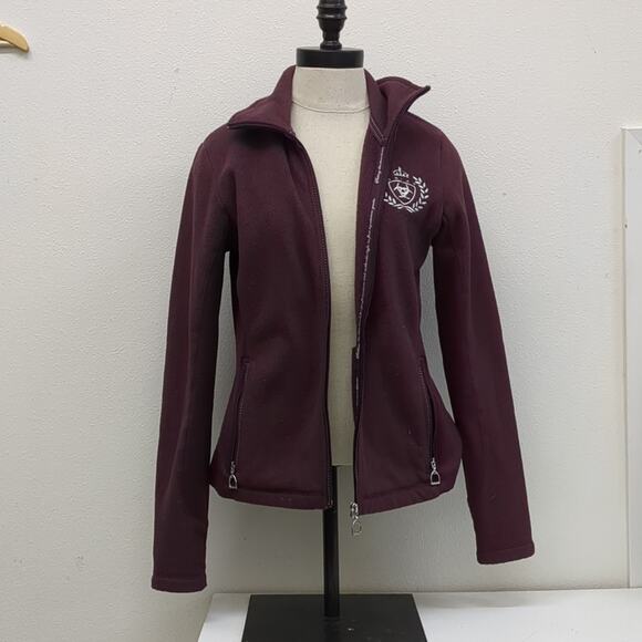 Ariat maroon zippered equestrian fleece jacket size medium - Picture 1 of 7